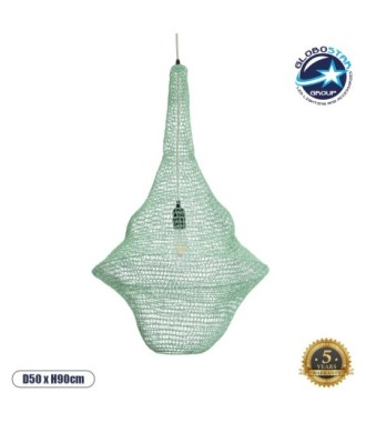 GLOBOSTAR® KENTUCKY 01876 Vintage Κρεμαστό Φωτιστικό Οροφής με Ντουί 1 x E27 AC 220-240V IP20 - Τιρκουάζ - Μ50 x Π50 x Υ90cm